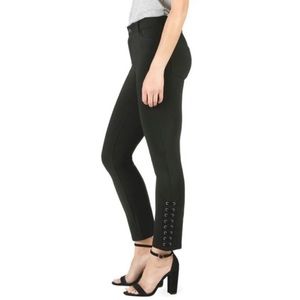 Paige Black Velvet Lace Up Ankle Pants